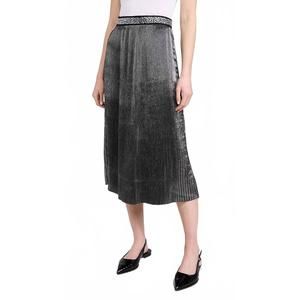 NEW LE SUPERBE foil pleased midi skirt in silver floral